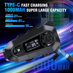 EDYELL A1 Motorcycle Bluetooth Headset Black Color