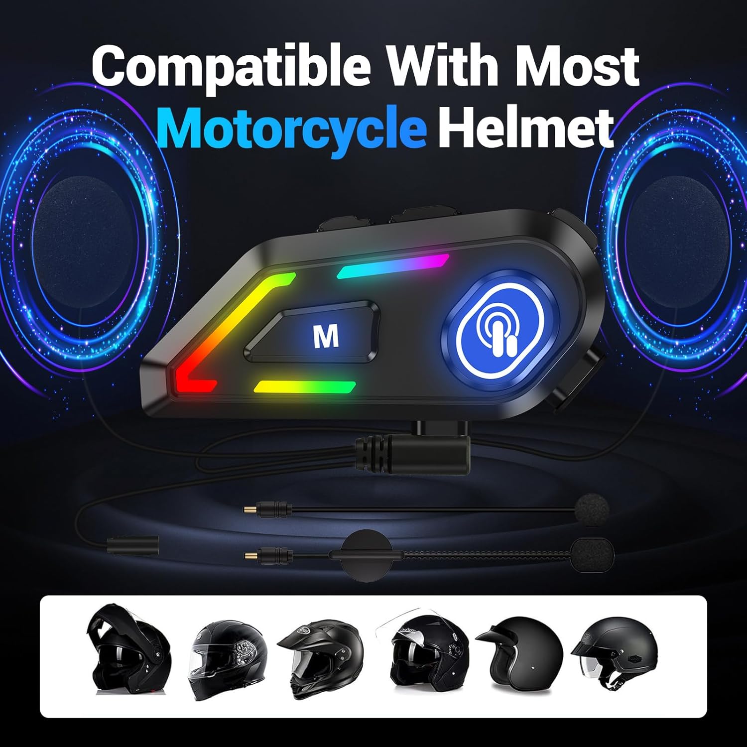 EDYELL C5 Motorcycle Helmet Bluetooth Headset Black