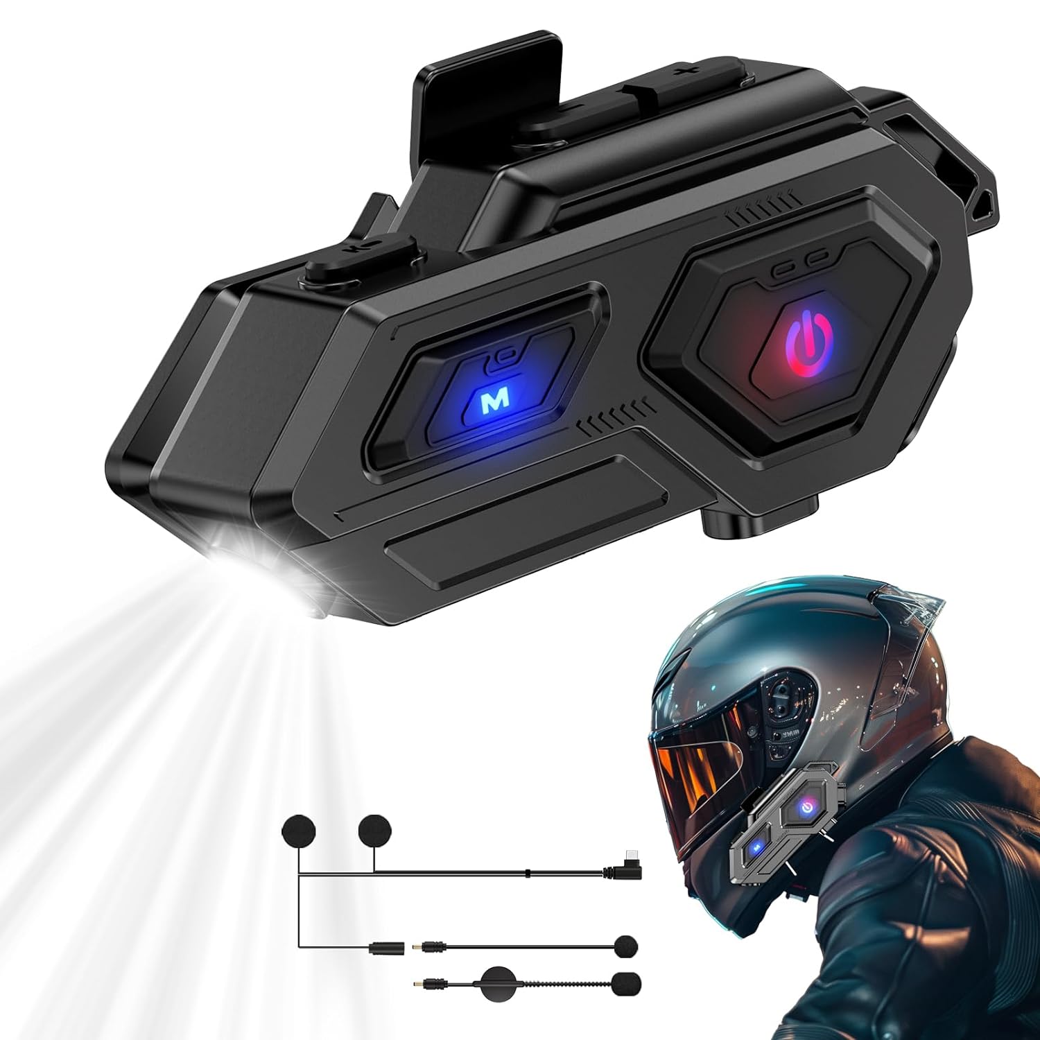 EDYELL C8 Motorcycle Bluetooth Headset Black