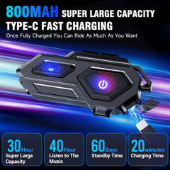 EDYELL C8 Motorcycle Bluetooth Headset Black