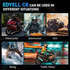 EDYELL C8 Motorcycle Bluetooth Headset Black