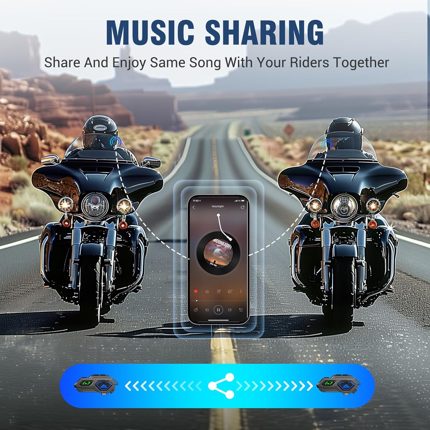 EDYELL C8 Pro Motorcycle Bluetooth Intercom Headset Silver Color