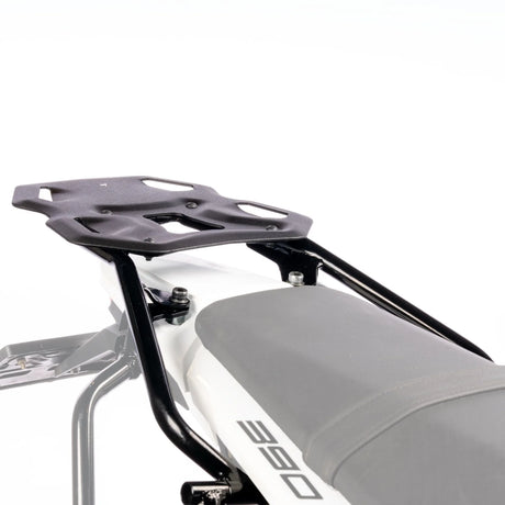 Auto Engina Saddle Stay and Grab Bar for 2026 KTM 390 Enduro R in Gloss Black with soft luggage and saddle bag support