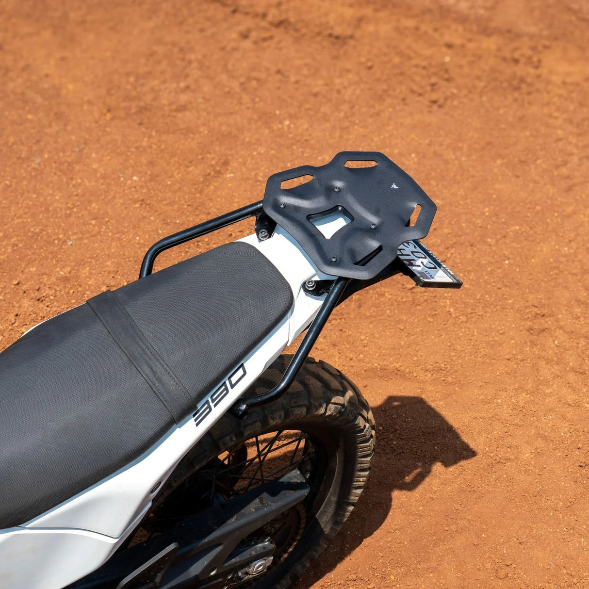 Auto Engina Top Rack and Aluminium Rack Plate for 2026 KTM 390 Enduro R in Gloss Black for carrying soft luggage and tail bags