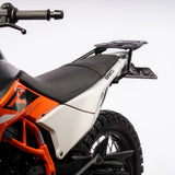 Auto Engina Saddle Stay and Grab Bar for 2026 KTM 390 Enduro R in Gloss Black with soft luggage and saddle bag support