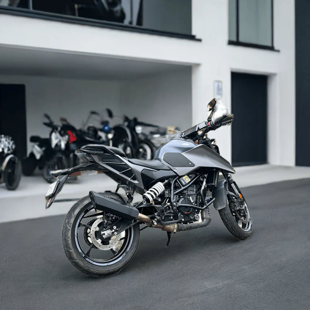 Rogue 2.0 stainless steel slip-on exhaust with mid pipe for KTM Duke 250 and KTM Duke 390 Gen 3