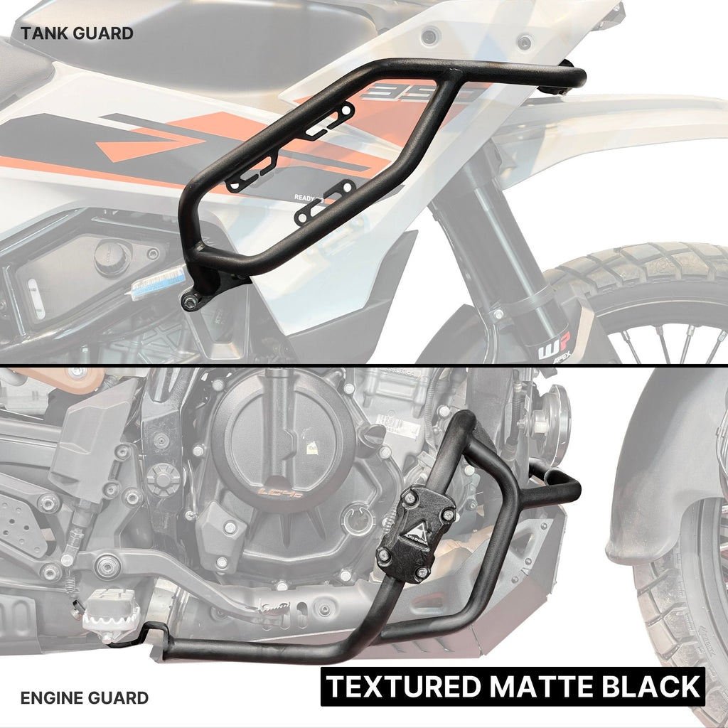 Auto Engina Textured Matte Black Crash Guard for 2025 KTM 390 Adventure R X S with Tank and Engine Protection
