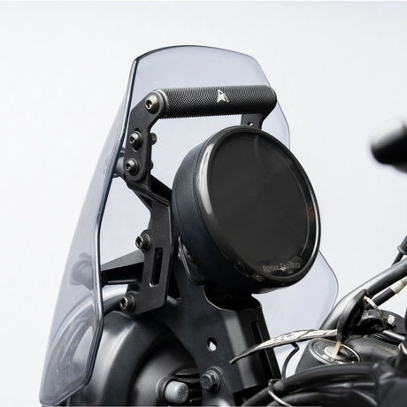 Auto Engina Adjustable GPS Mount installed on Royal Enfield Himalayan 450 motorcycle cockpit