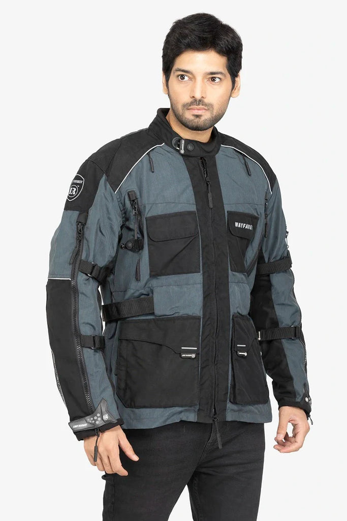 Lone Ranger Wayfarer Grey Cordura Touring Motorcycle Riding Jacket with SAS-TEC Level 2 Armor