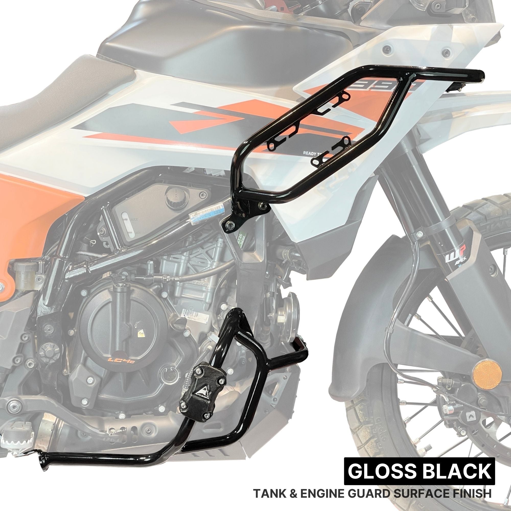 Auto Engina Gloss Black Crash Guard for 2025 KTM 390 Adventure R X S with 22mm Steel Tank and Engine Protection