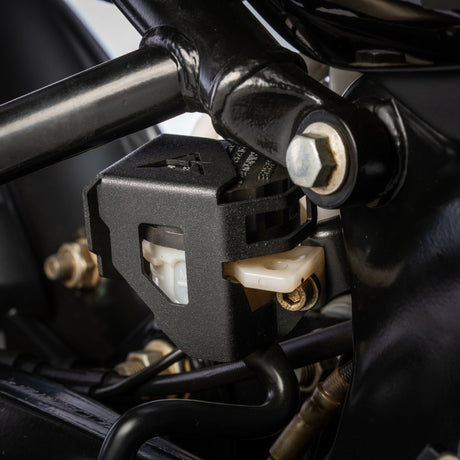 Auto Engina Rear Brake Oil Reservoir Cover for Royal Enfield Himalayan 450 in textured matte black finish