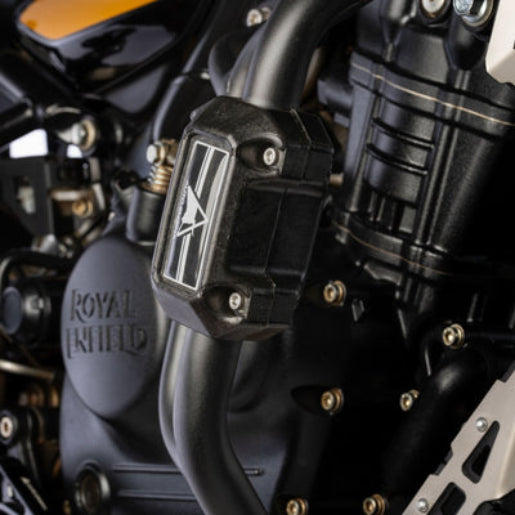 Auto Engina Crash Guard Leg Guard with integrated sliders for Royal Enfield Himalayan 450 in textured black finish