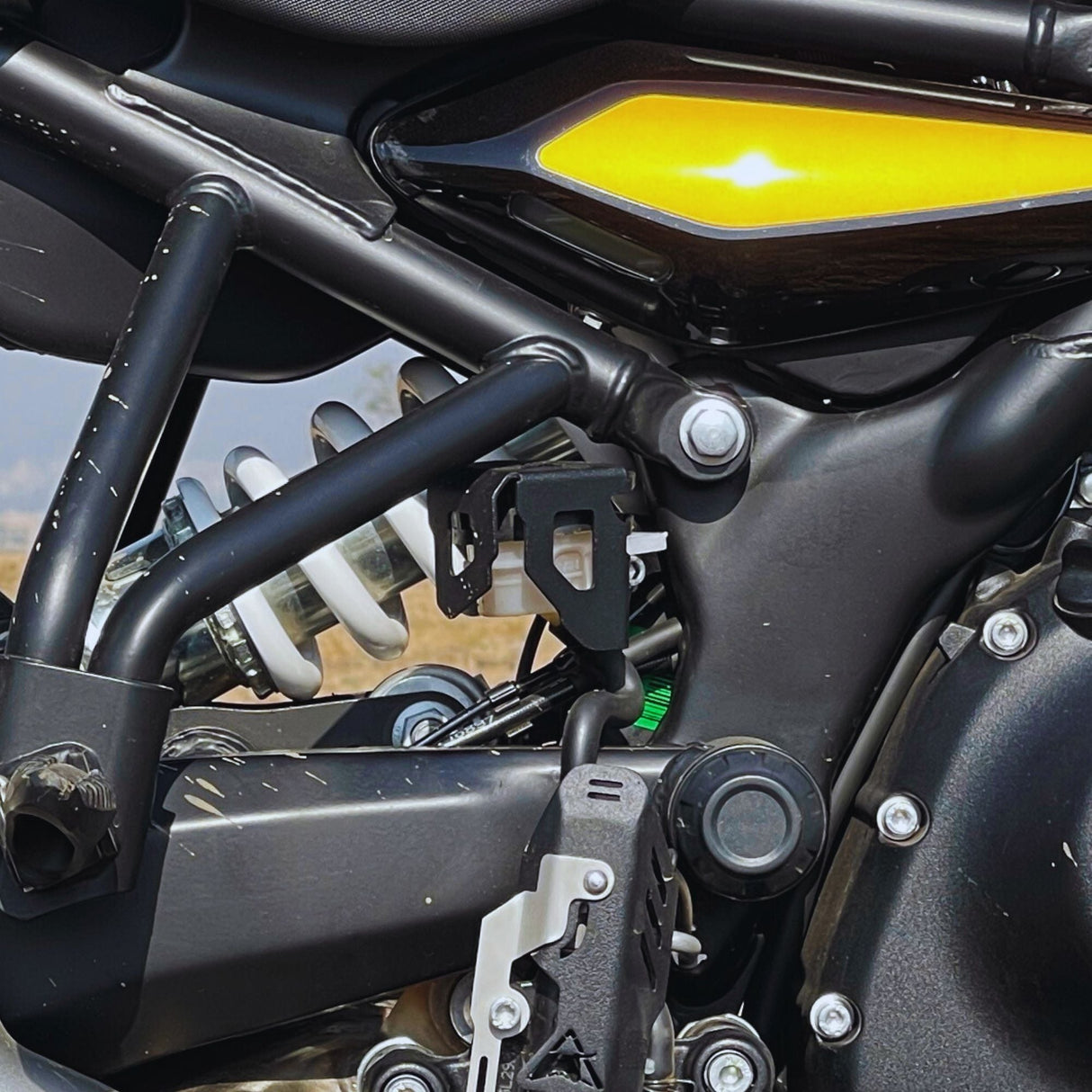 Auto Engina Rear Brake Oil Reservoir Cover for Royal Enfield Himalayan 450 in textured matte black finish