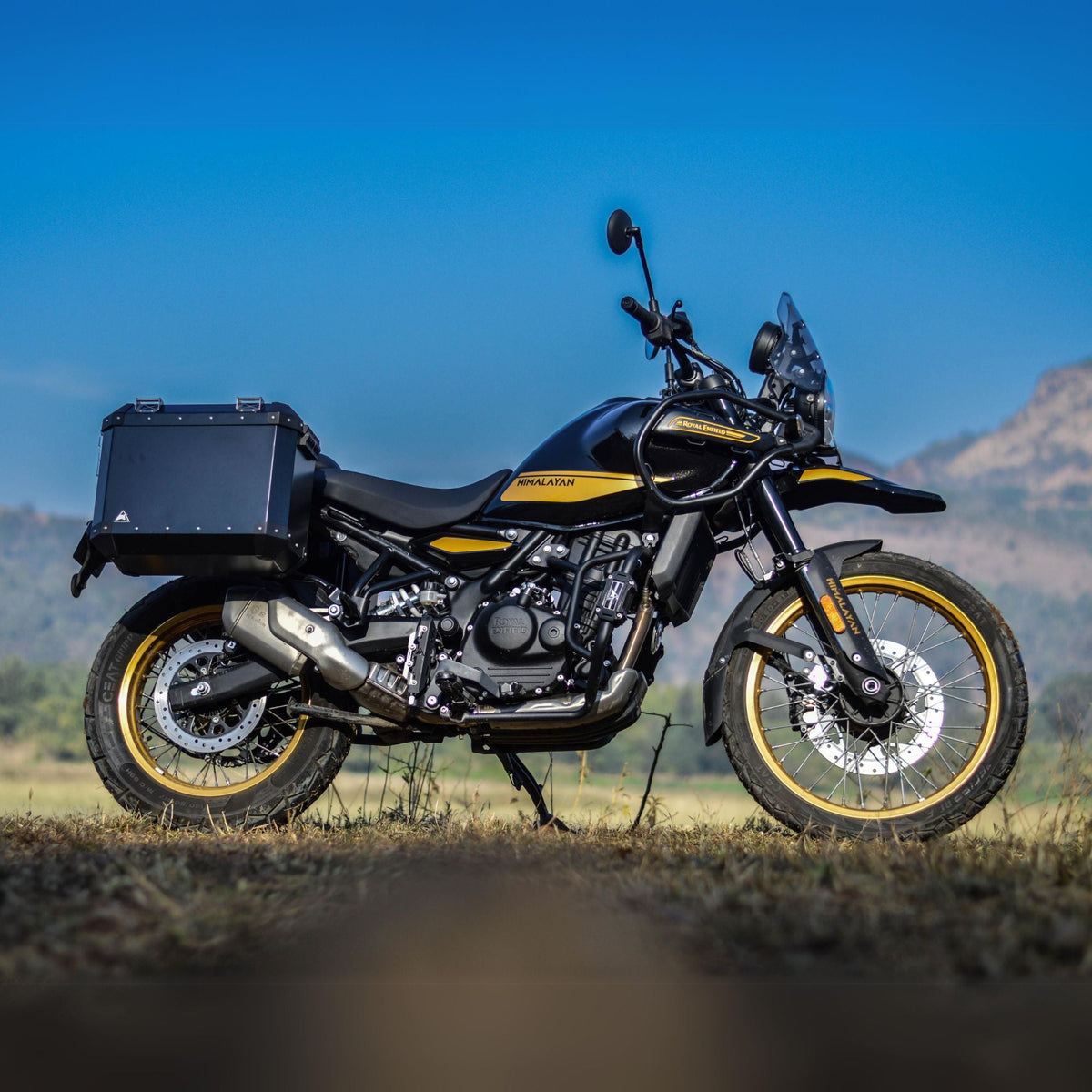 Auto Engina Rear Brake Oil Reservoir Cover for Royal Enfield Himalayan 450 in textured matte black finish