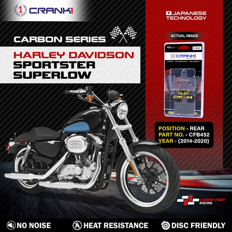 CRANK1 CFB452 carbon rear brake pads for Harley-Davidson Sportster SuperLow 2014-2020