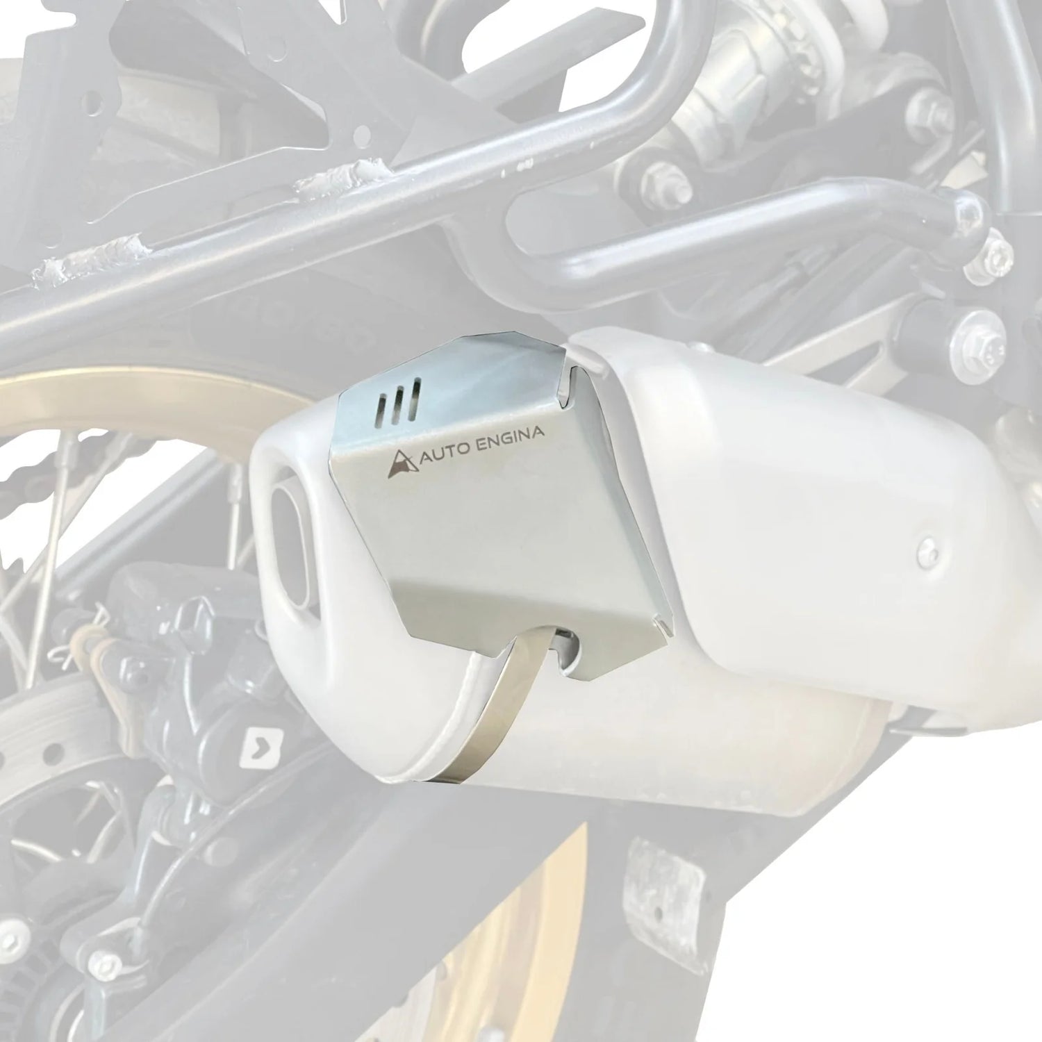 Auto Engina Silver Exhaust Heat Shield Extender for Royal Enfield Himalayan 450 Saddle Bag Protection
