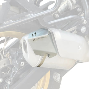 Auto Engina Silver Exhaust Heat Shield Extender for Royal Enfield Himalayan 450 Saddle Bag Protection