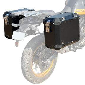 Auto Engina 72L Black Aluminium Panniers for Royal Enfield Himalayan 450 Adventure Touring Motorcycle