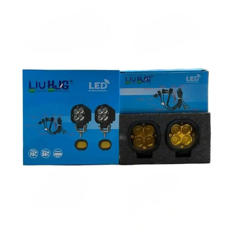 Original HJG 4x4 Mini CREE LED 40W Mini CREE Fog Light Auxiliary Light For All Motorcycles With Wiring Harness, Switch & Yellow Filter Cap
