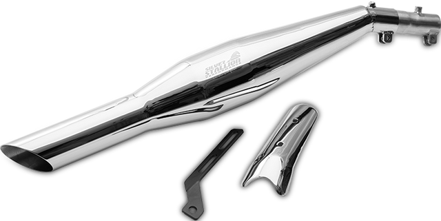Silver Stallion Drift performance exhaust for Honda CB350 silver textured black brushed