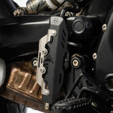 Auto Engina Master Cylinder Guard for Royal Enfield Himalayan 450 in textured matte black with stainless steel detailing
