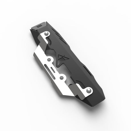 Auto Engina Master Cylinder Guard for Royal Enfield Himalayan 450 in textured matte black with stainless steel detailing