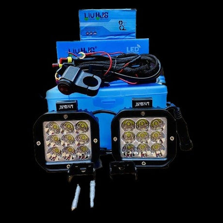 HJG Original 70W CREE 9 LED Dual Color Yellow/White LED Fog Lights with harness Yellow Filter Cap for Bikes, Cars, Jeeps