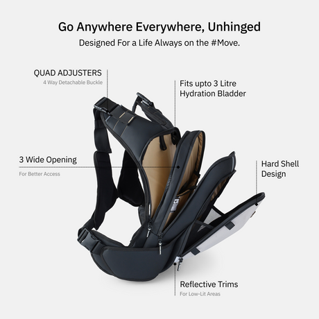 Vantora Prime 25L Backpack with 2L Hydration Bladder – Adventure and Motorcycle Backpack with Hydration System