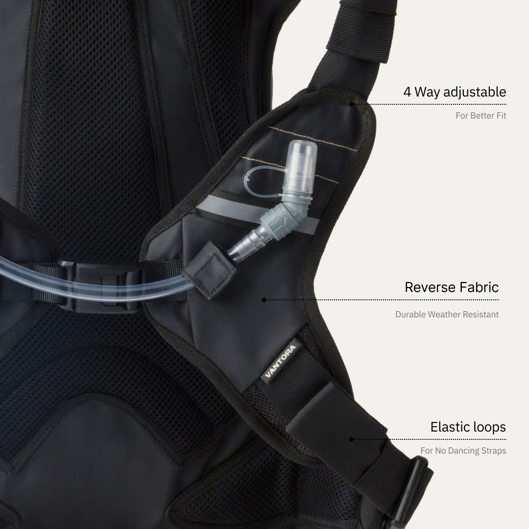 Vantora Prime 25L Backpack with 2L Hydration Bladder – Adventure and Motorcycle Backpack with Hydration System