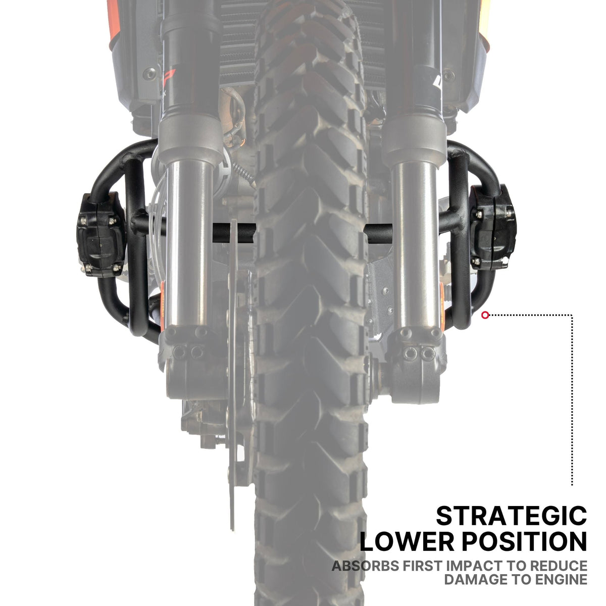 Auto Engina Engine Guard for 2026 KTM 390 Enduro R with 22mm Mild Steel Tubes and Integrated Nylon Sliders