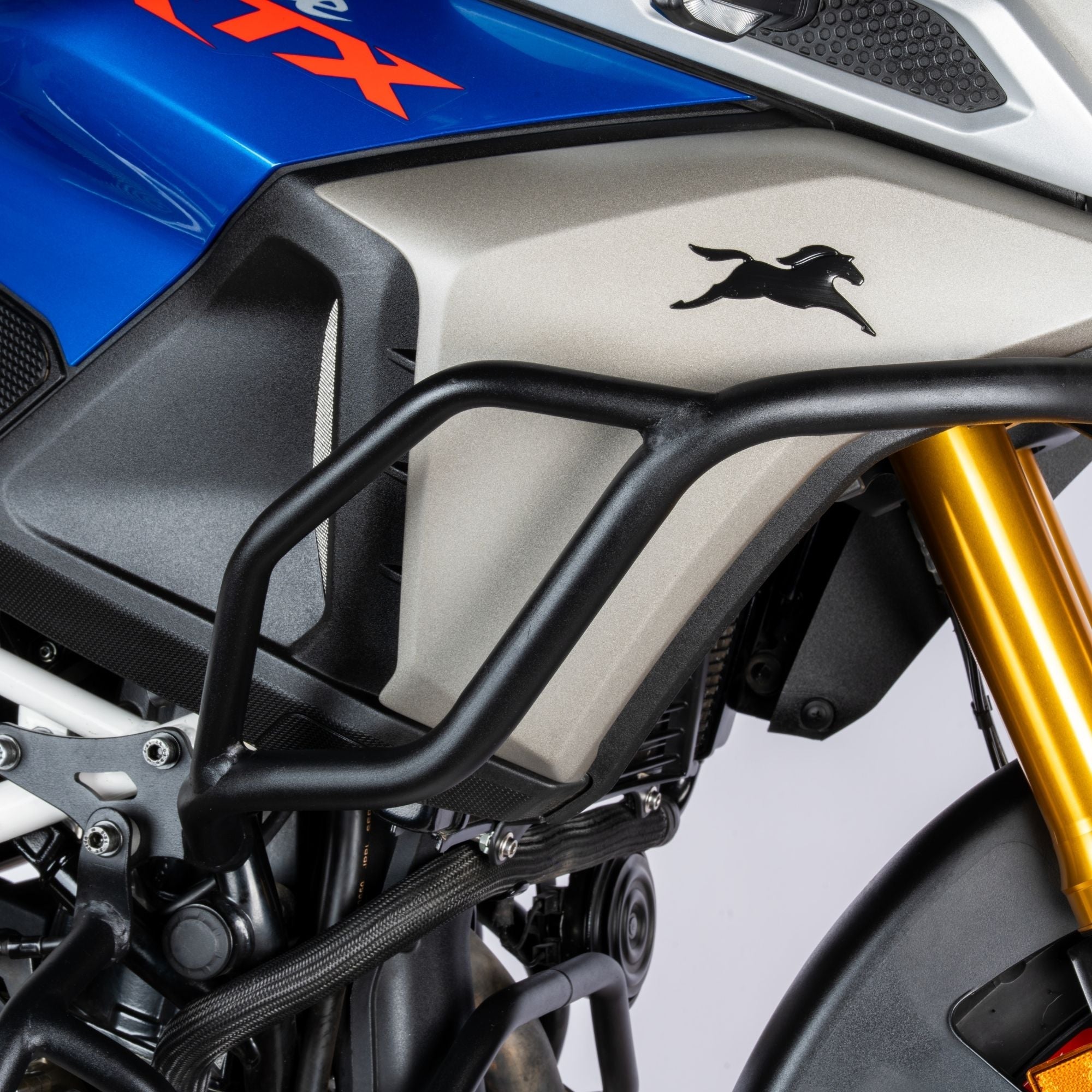 Auto Engina Crash Guard for TVS Apache RTX 300 Tank and Engine Guard with Polyamide Sliders Textured Black