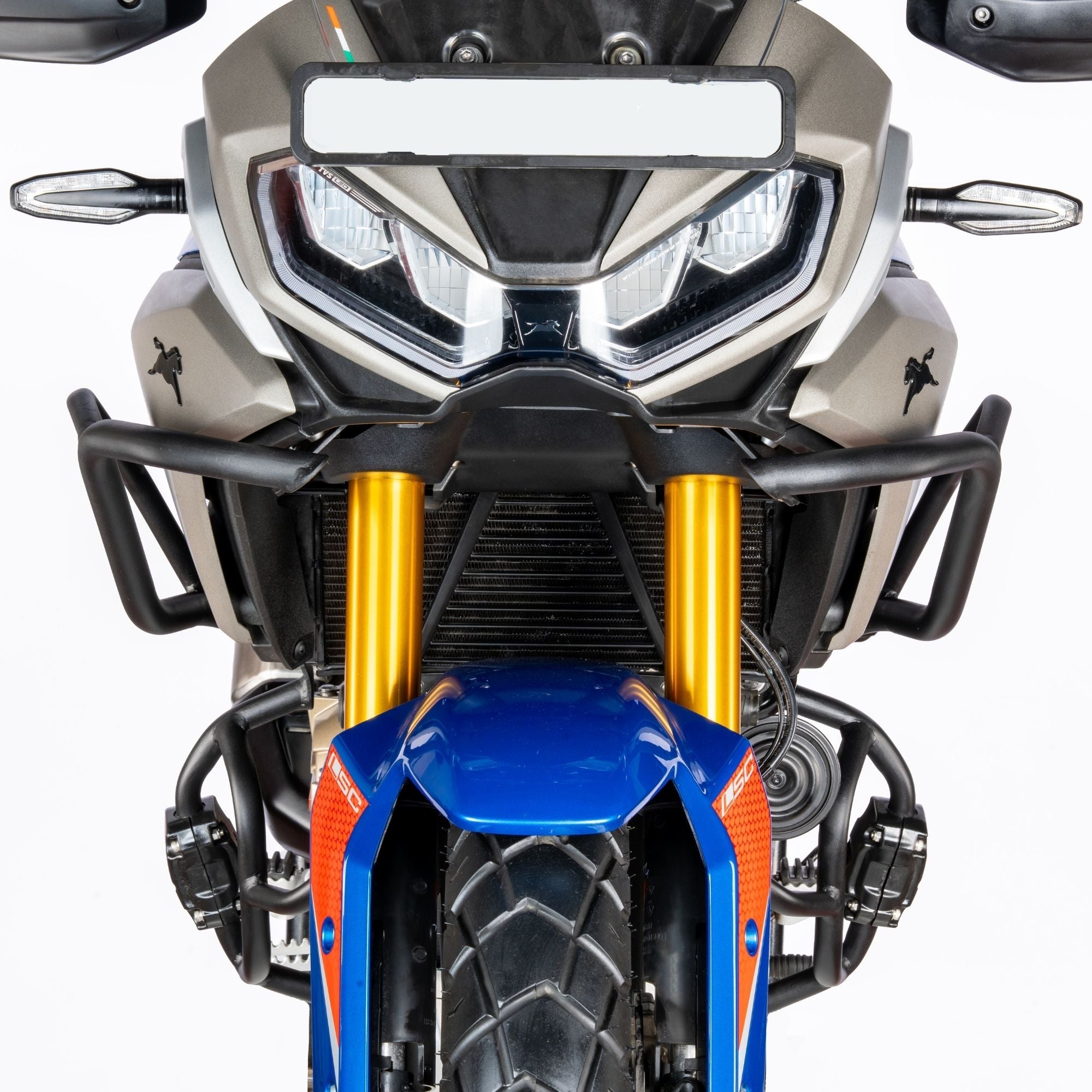 Auto Engina Crash Guard for TVS Apache RTX 300 Tank and Engine Guard with Polyamide Sliders Textured Black
