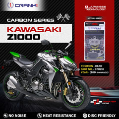 CRANK1 CFB291 carbon rear brake pads for Kawasaki Z1000 motorcycle