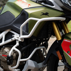 Auto Engina Crash Guard for TVS Apache RTX 300 Tank and Engine Guard with Polyamide Sliders Gloss White