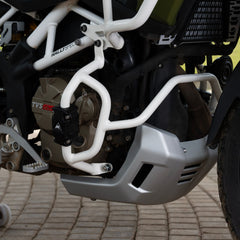 Auto Engina Crash Guard for TVS Apache RTX 300 Tank and Engine Guard with Polyamide Sliders Gloss White
