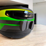 Arai Corsair-X RX-7V RX-7X RX-7 EVO helmet chin mount installed for GoPro POV motovlogging and racing camera setup by Moto Vibe India with strong 3M adhesive mount
