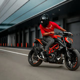 Barrel Rogue black stainless steel slip-on exhaust with link pipe for KTM Duke 390 RC 390 Adventure 390 and Duke 250