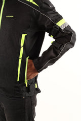 Lone Ranger Women Addon Pro Black Neon Green Level 2 Armored Motorcycle Riding Jacket