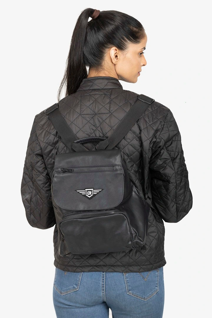 Lone Ranger Noir Women Faux Leather Stylish Backpack