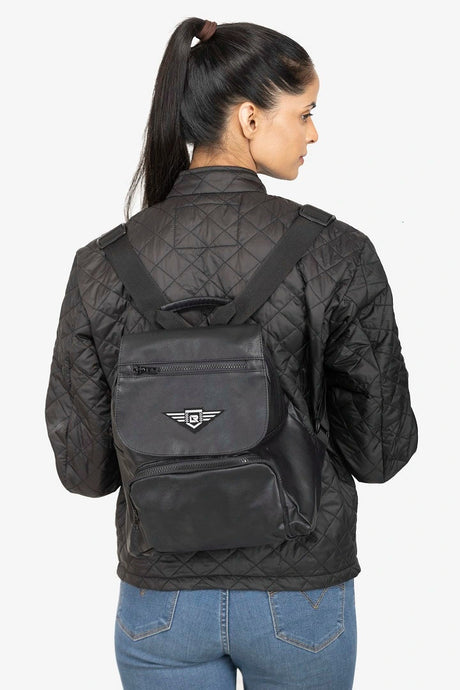 Lone Ranger Noir Women Faux Leather Stylish Backpack