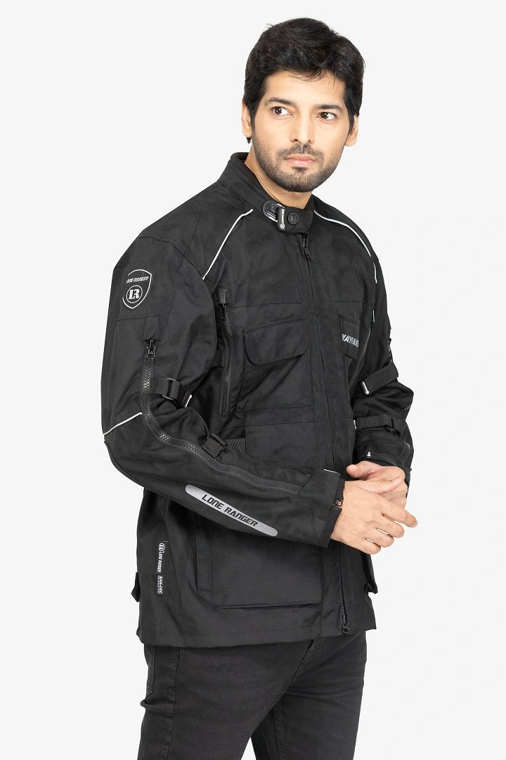 Lone Ranger Wayfarer Black Cordura Touring Motorcycle Riding Jacket with Level 2 Armor