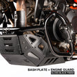 Auto Engina Bash Plate and Engine Guard Combo for 2026 KTM 390 Enduro R in Texture Black and Gloss Black with complete engine and underbody protection