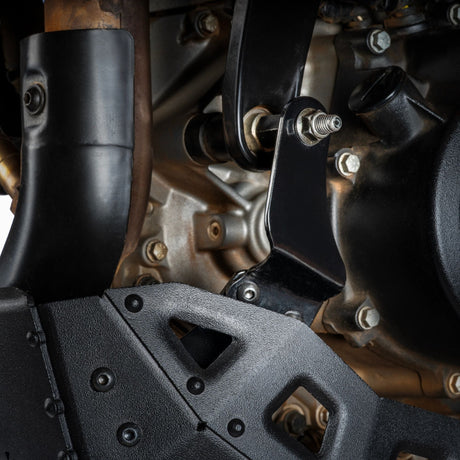 Auto Engina Bash Plate and Engine Guard Combo for 2026 KTM 390 Enduro R in Texture Black and Gloss Black with complete engine and underbody protection