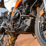 Auto Engina Bash Plate and Engine Guard Combo for 2026 KTM 390 Enduro R in Texture Black and Gloss Black with complete engine and underbody protection