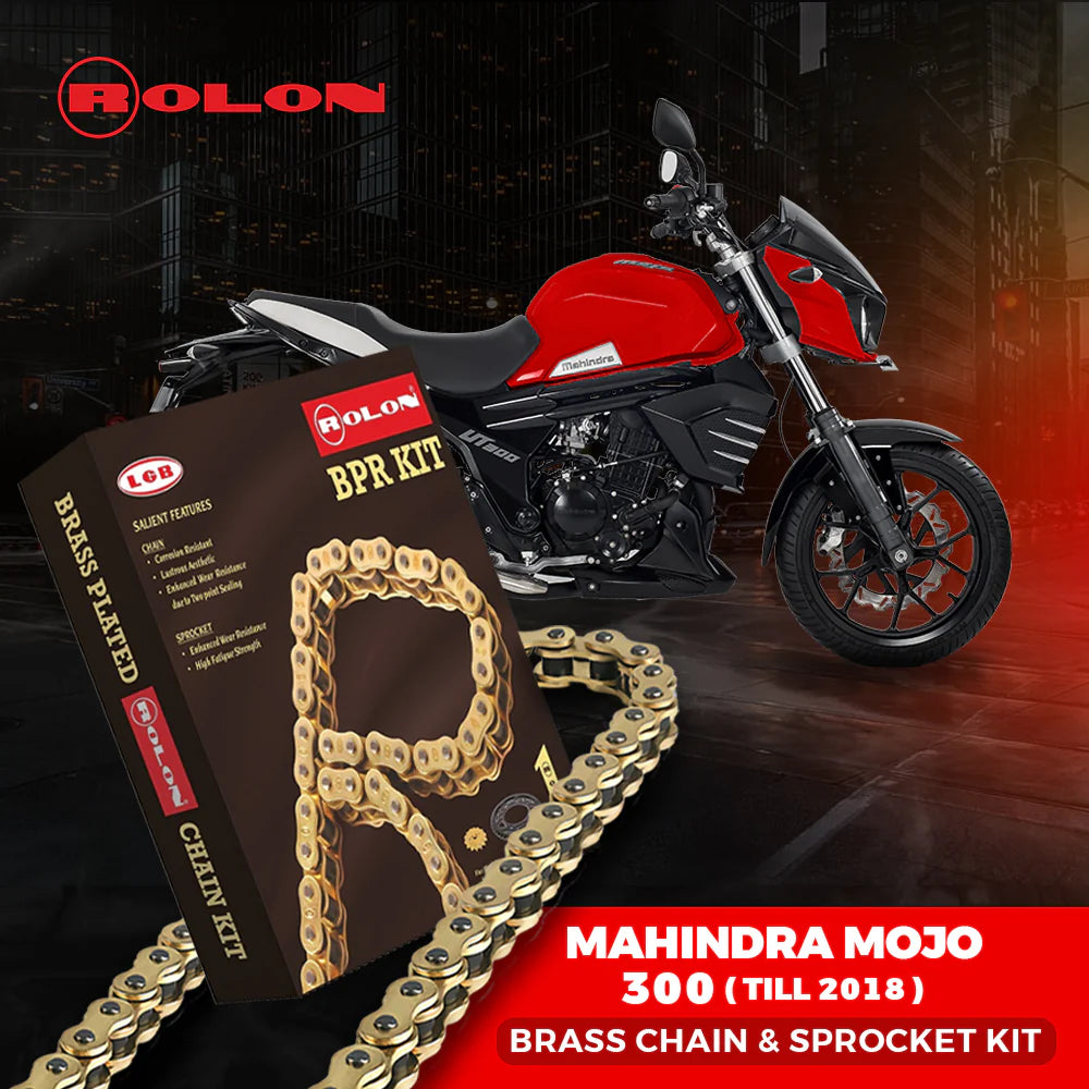 Rolon Brass Chain and Sprocket Kit 110L 13T 45T for Mahindra Mojo 300 Till 2018 KIT HXRC 390