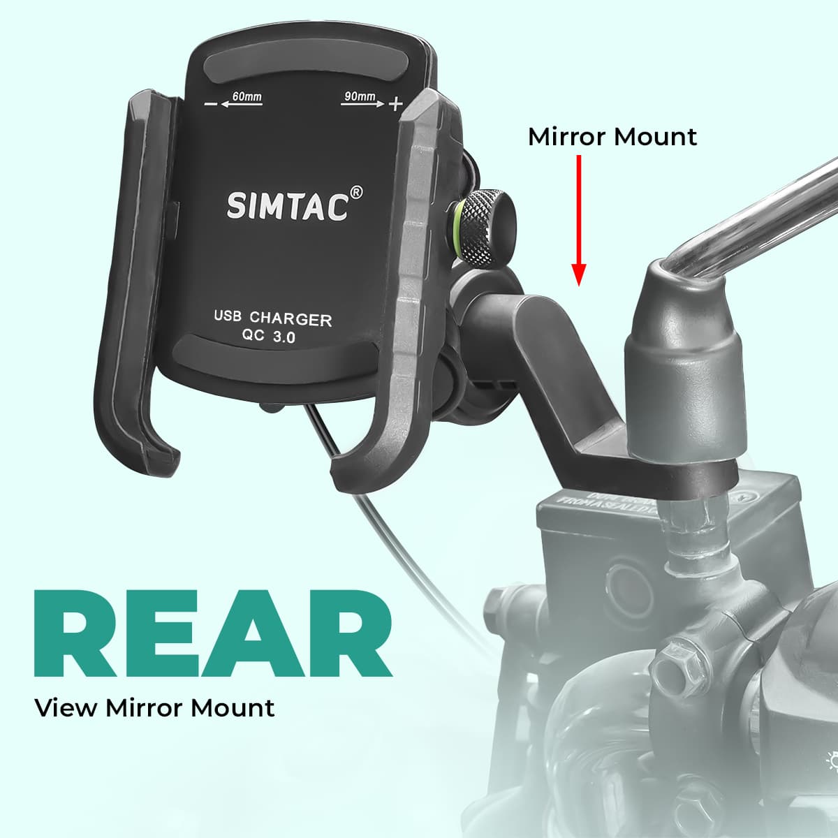 Simtac MHC3-PRO Super Grip motorcycle mobile holder with QC 3.0 USB-A charger