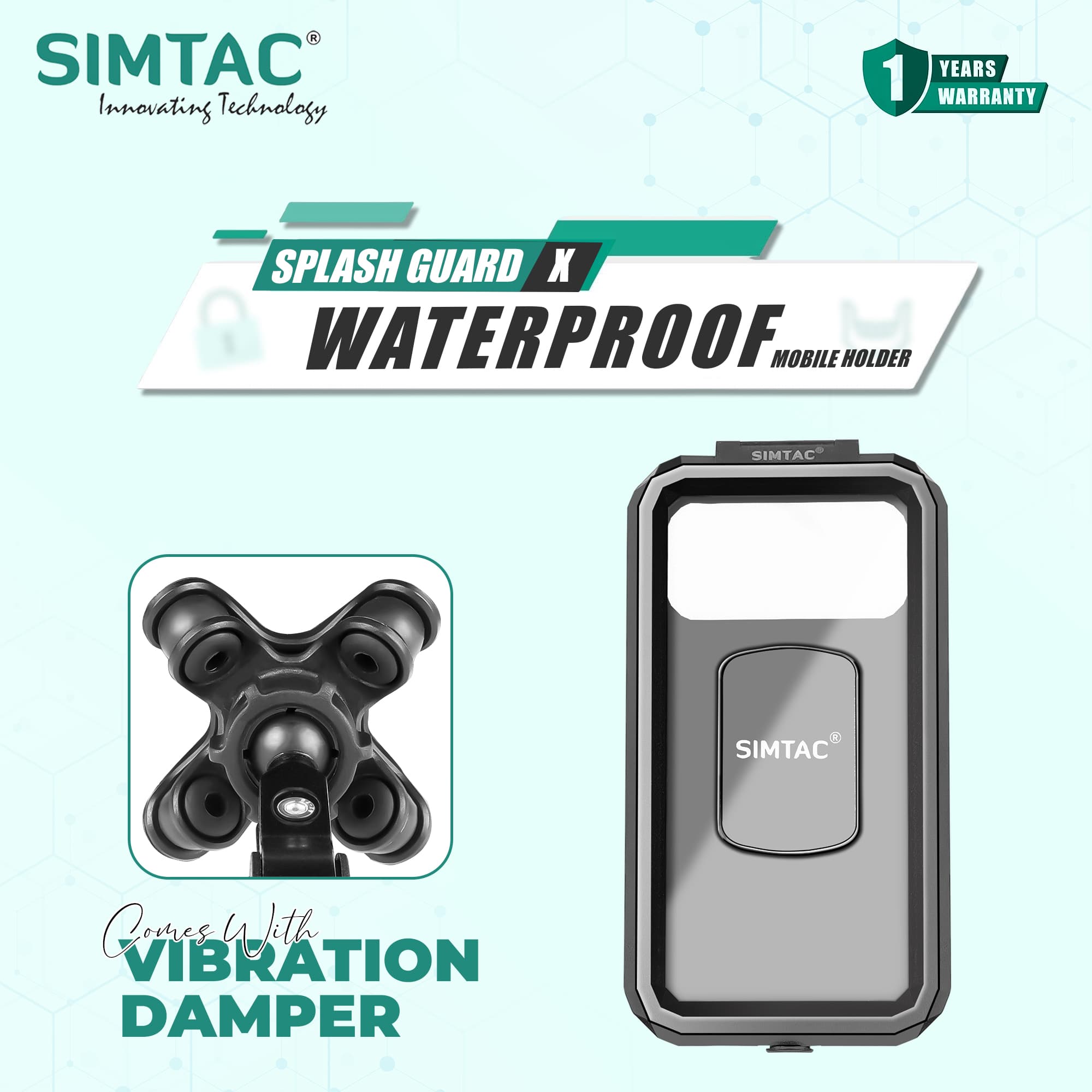 Simtac MHWP-PRO Splash Guard X waterproof motorcycle mobile holder