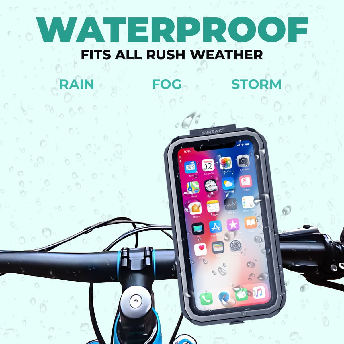 Simtac MHWP-PRO Splash Guard X waterproof motorcycle mobile holder