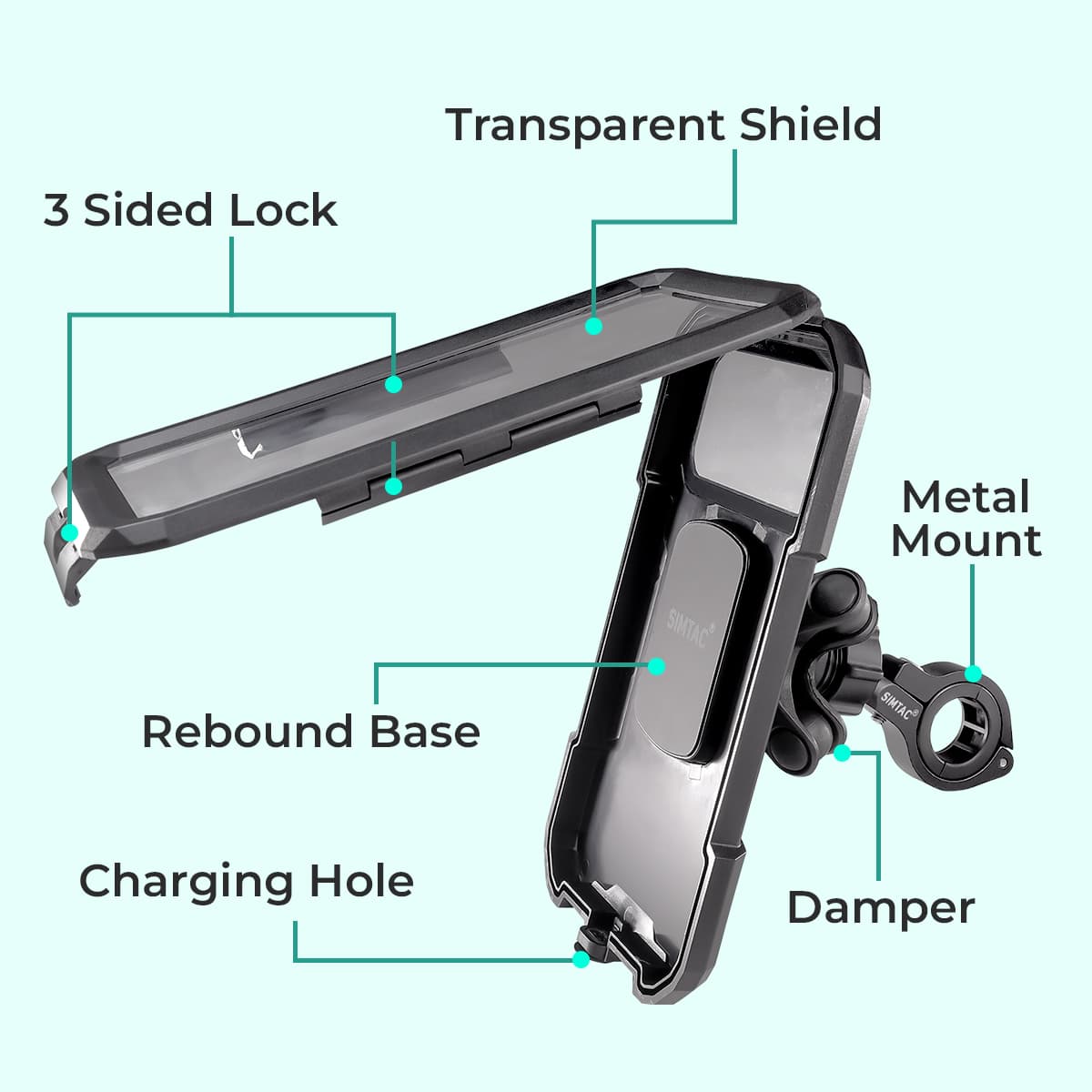 Simtac MHWP-PRO Splash Guard X waterproof motorcycle mobile holder