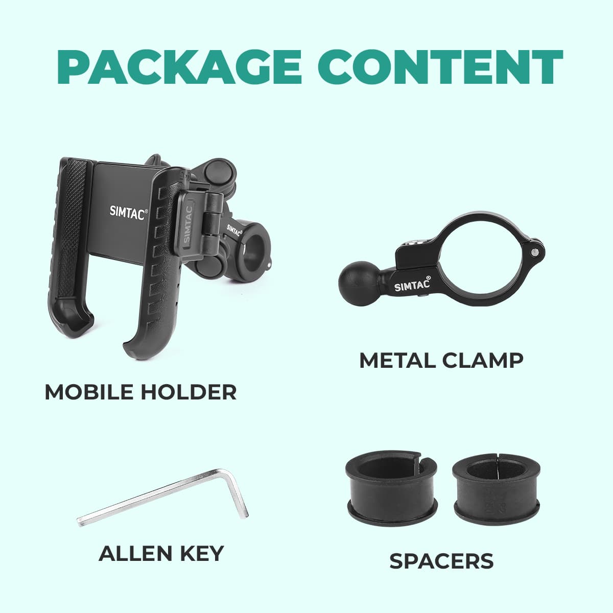 Simtac JQL1-PRO Quick Lock Jaw Grip motorcycle mobile holder